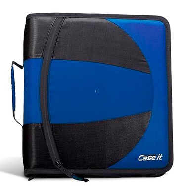 Case it Case-It Dual Binder Two 1.5" D-Rings 600-Sheet Dual-101 Midnight Blue