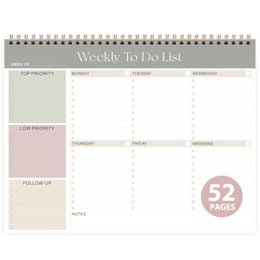 Valome Weekly to Do List Notepad, Undated Planner with 52 Sheets (8.5''x11'')