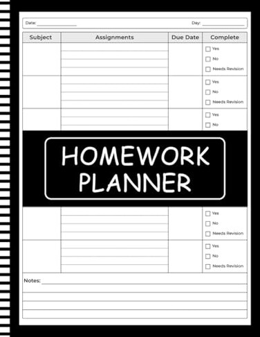 Majosta Homework Planner for Adhd Students: Undated Assignment Tracker Notebook for Elementary, Middle &amp; High School Boys and Girls