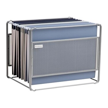 Mind Reader Hanging File Folder Organizer, Desktop Organizer, Storage, Office, Metal Mesh, Silver