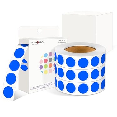 Parlaim 4000 Pack Blue Dot Stickers, 1/2 Inch Round Circle Label 4 Rolls Permanent