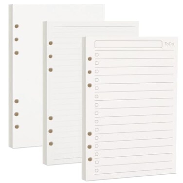 MultiBey 3-Pack A5 Refill Paper Planner Insert for A5 Binder, 100GSM Thick