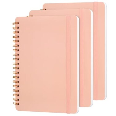 Utron 3 Pcs Small Spiral Notebook 5X7, Notebooks for Note Taking, Pink Spiral Journal Notebook, Work Notebook Small Notebooks 5X7 with Strap, Cute Notebooks for Women 70 Sheets/Note Books
