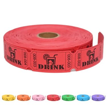 Essential 1000 Raffle Tickets Rolls, Drink Tickets Single Roll