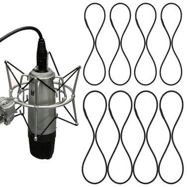 EupHHonycs 8PCS Microphone Shock Mount Rubber Ring, Black Universal Elastic Bands Replacement for Microphone Shock Mount Holder Clamp Clip (Black)