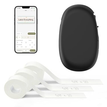 Supvan E10 Bluetooth Label Maker Machine with 3 Tapes, Black Bundle