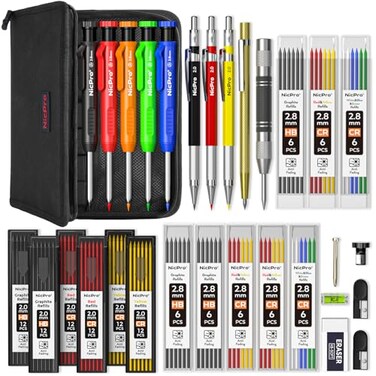 Nicpro 31 Pack Carpenter Pencil Set with Sharpener, Canvas Case