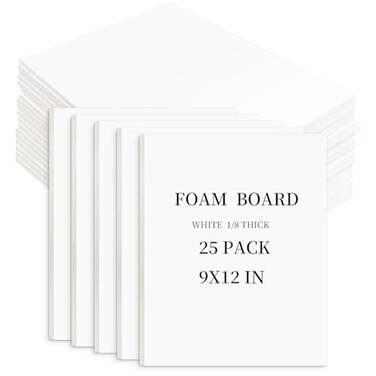 Golden State Art 9X12 White Foam Core Boards 1/8" Thick 25 Pack