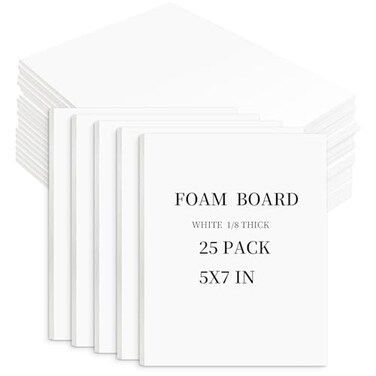 Golden State Art 5X7 White Foam Core Boards 1/8" Thick 25 Pack