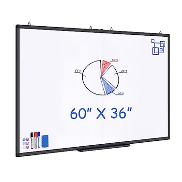 Maxtek White Board Dry Erase 60X36, Maxtek Magnetic Whiteboard Wall Mounted, Black