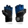 Harbinger Training Grip Wrist Wrap Gloves - Enhanced Grip &amp; Wrist Support, Breathable Lycra Back, Padded Leather Palm, Half-Finger Design, Quick Pull Tabs, Ideal for Weightlifting, Blue, Medium