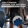 Harbinger Training Grip Wrist Wrap Gloves - Enhanced Grip &amp; Wrist Support, Breathable Lycra Back, Padded Leather Palm, Half-Finger Design, Quick Pull Tabs, Ideal for Weightlifting, Blue, Medium