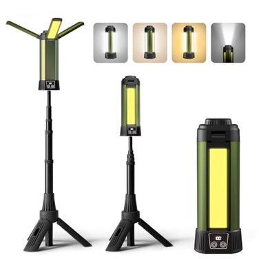 Mlogiroa Rechargeable Work Light with Stand, Magnetic Base, Hook &amp; Tripod (Middle)