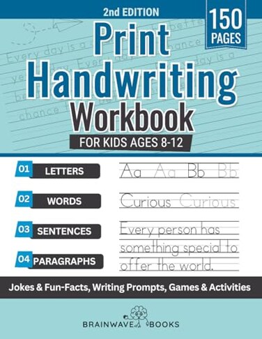 Majosta Print Handwriting Workbook for Kids Ages 8-12: Develop Clear and Confident Handwriting with Step-by-step Practice and Engaging Exercises
