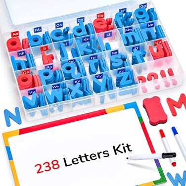 JoyCat Magnetic Letters Kit 238PCS, Double-Sided Magnet Board, Fridge Abc
