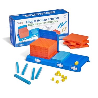 Hand2Mind Place Value Frame with Base Ten Blocks, Ages 5+