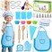 LovesTown 32PCS Kids Baking Set, Chef Hat &amp; Apron with Cooking Tools, Blue