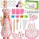 LovesTown 32PCS Kids Baking Set, Chef Hat &amp; Apron with Cooking Tools, White