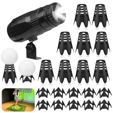 Glooglitter 1 Pack Golf Simulator Spotlight, with Remote, 20 Pcs Plastic Tees