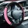Zimisi Leather Steering Wheel Cover, Bling Car Interior Accessory (Pink)