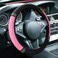 Zimisi Leather Steering Wheel Cover, Bling Car Interior Accessory (Pink)