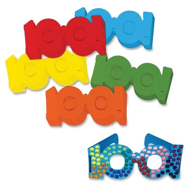 Creativity Street Chenille Kraft 100TH Day Paper Fun Glasses Shape, Assorted 25 Per Set