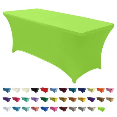 Abccanopy 6FT Spandex Table Cover, Stretch Fitted Tablecloth, Light Green