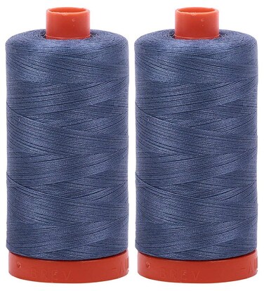 Aurifil 2-Pack - 50WT - Blue Grey (1126) Solid - Mako Cotton Thread - 1422 Yards Each