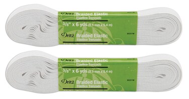 Dritz 2-Pack - 9531W Braided Elastic, White, 6-Yard by 3/8-Inch