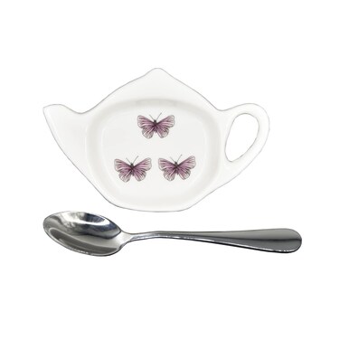 Wskc Tea Bag Holder Dish, Ceramic Teapot Shaped Spoon Rest for Used Tea Bag 4.5