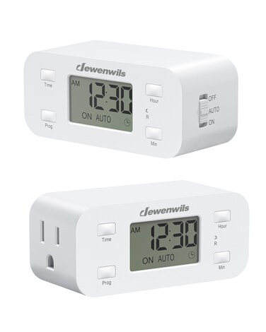 Dewenwils Indoor 24 Hour Programmable Digital Timer Outlet, 1 Outlet,2 Pack
