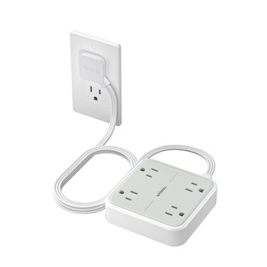 Tessan Flat Extension Cord 5FT, Flat Plug Power Strip, Grey