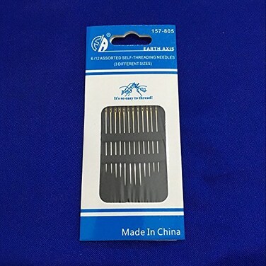 Yeqin 48PCS Self Threading Needles, Blind Needles in 3 Size 1.42''/1.5''/1.65'' Self Threading Needles Hand for Embroidery Mending Sew