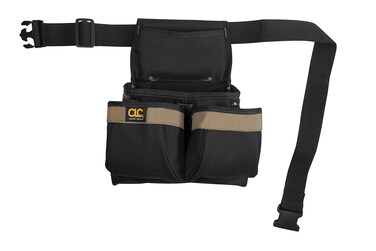 Custom Leathercraft Clc PK1836 Framer's Nail and Tool Bag with Poly Web Belt, Poly, 5-Pocket, Black/Blue