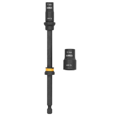 Dewalt Flextorq Socket and Socket Extension, 4 in 1, 7MM & 8MM, 10MM & 13MM, with 6 Inch Extension, Double Ended Nut Driver (Dwadendext-2Mm), Black