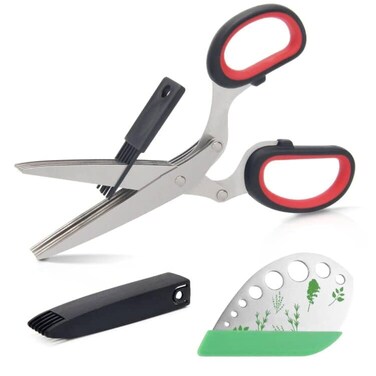 Luxiv Herb Scissors and Stripper Set, 5-Blade Stainless Steel Kitchen Tools