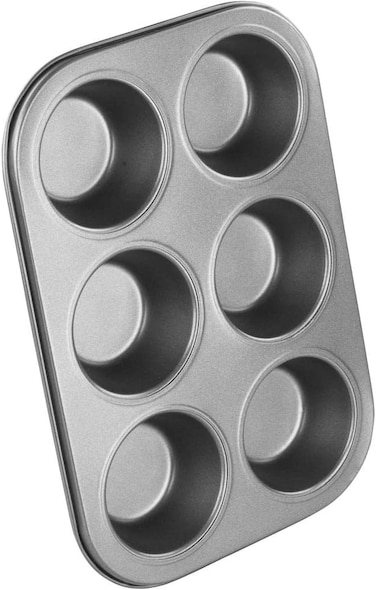 Chef Aid 6 Cup Non-Stick Muffin and Cupcake Pan, Grey