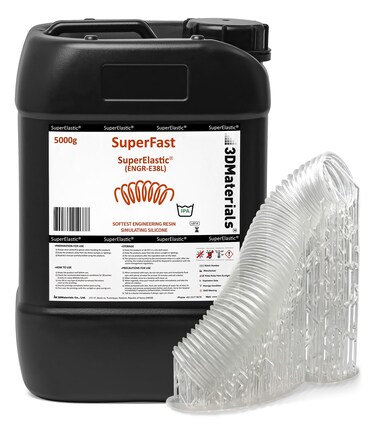 3DMaterials Superelastic 3D Printer Resin, 60A Soft Silicone, Korea (5000G, Clear)