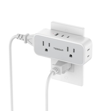 Tessan Wall Outlet Extender, Multi Plug Mini Wall Expander, Grey