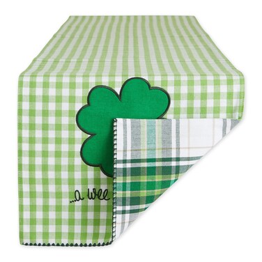 Dii St. Patrick's Day Collection Tabletop, Table Runner, 13X72, Green Plaid