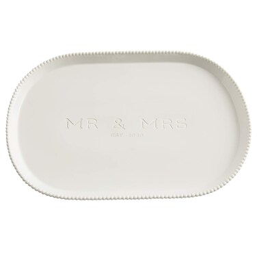 Mud Pie Mr Mrs Beaded 2020 Platter