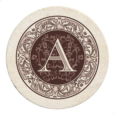 Thirstystone Monogram Letter Absorbent Sandstone Coaster 4-Pack