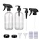 Jiuwu 2 Pack 16.9oz Refillable Thickened Glass Spray Bottles - Clear