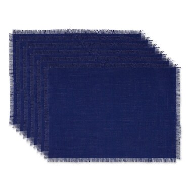 Dii Jute Burlap Collection Kitchen Tabletop, Placemat Set, 13X19, Solid Nautical Blue, 6 Count