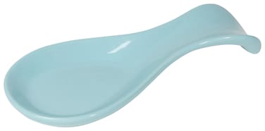 Now Designs Curved Stoneware Spoon Rest Eggshell Blue, 3.5x7.75 In