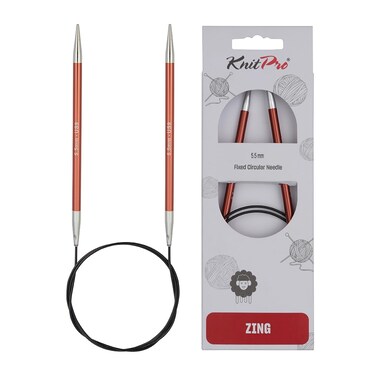 KnitPro Zing Fixed Circular Needles 40" (100CM) Us Size 9 (5.5mm)