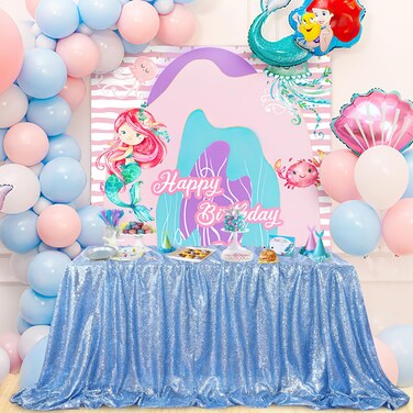 QueenDream Sequin Tablecloth 60"x102" Sparkly Party Table Cloth Seamless Table Overlay