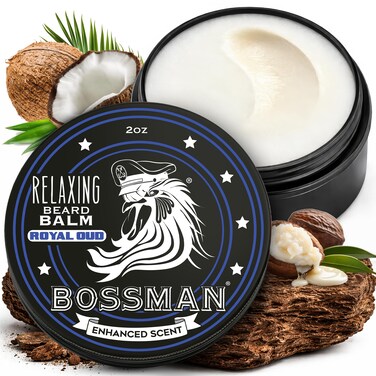Bossman Relaxing Beard Balm for Men (Royal Oud Scent) - Made in Texas