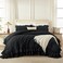 Andency Black Ruffle Comforter Set King, 3 Pieces Solid Bedding