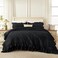 Andency Black Ruffle Comforter Set King, 3 Pieces Solid Bedding